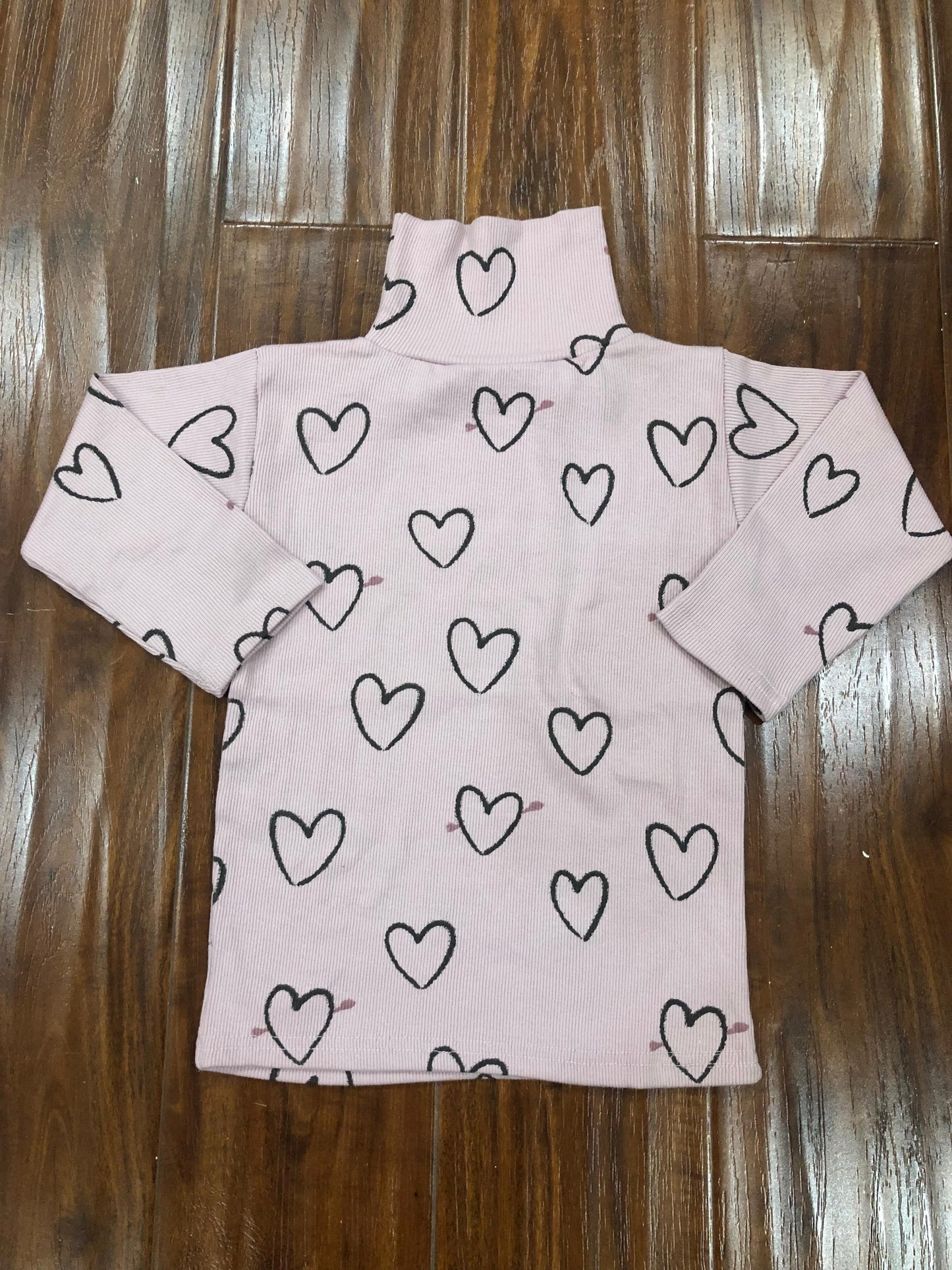 Pink black hearts ribbed highneck