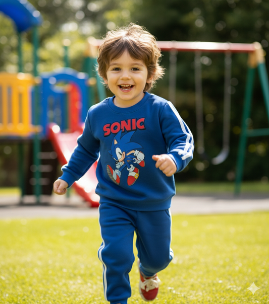 Sonic blue side stripes tracksuit