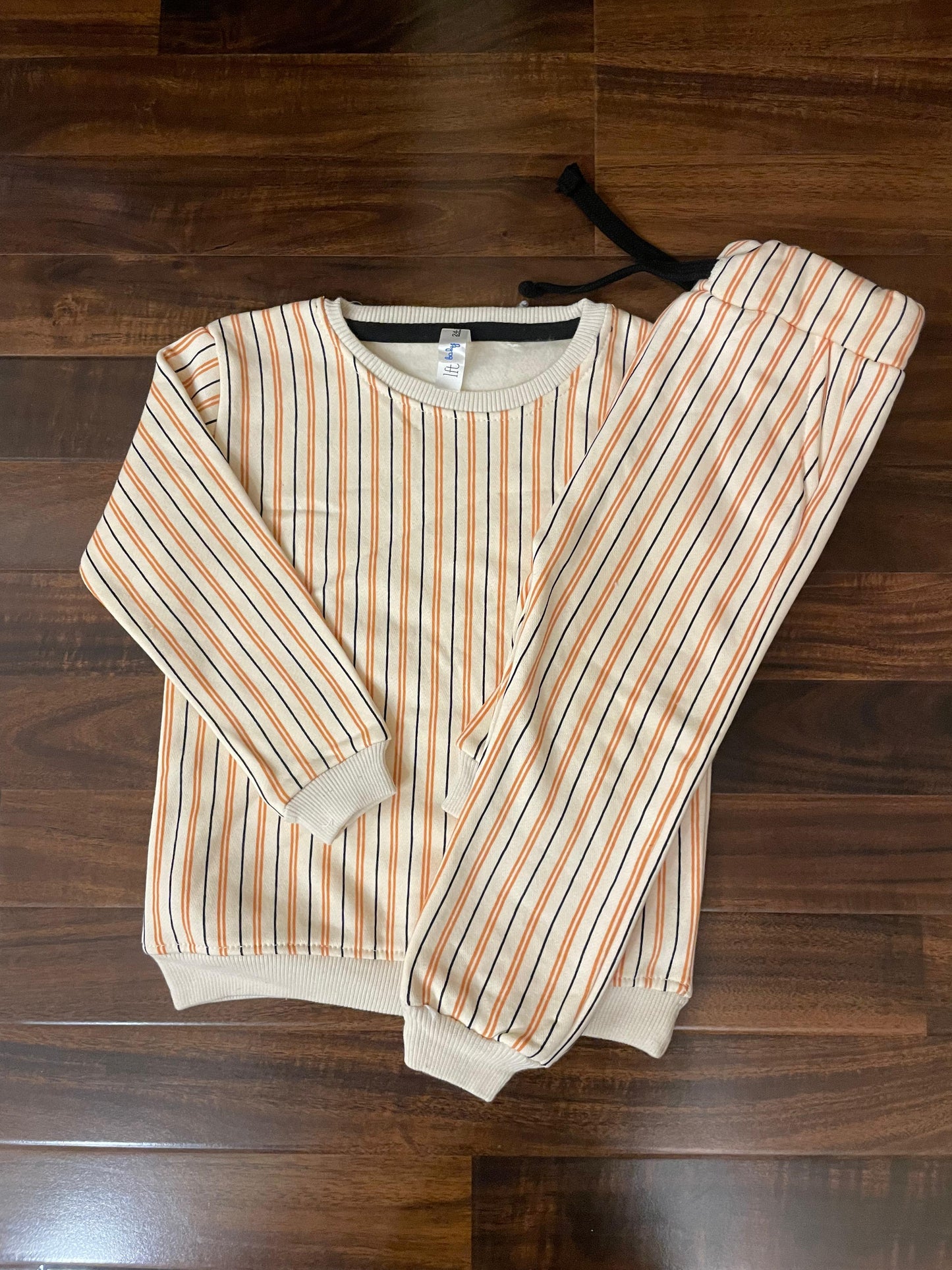 Orange and blue horizontal lines tracksuit for kids