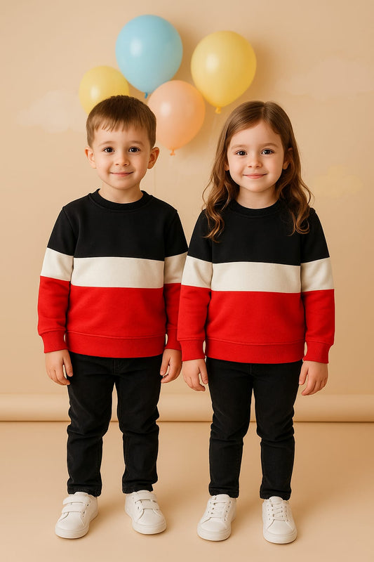Red panel sweatshirt for kids