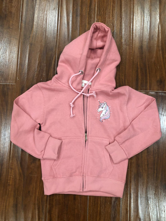 Pink unicorn zipper hoodie