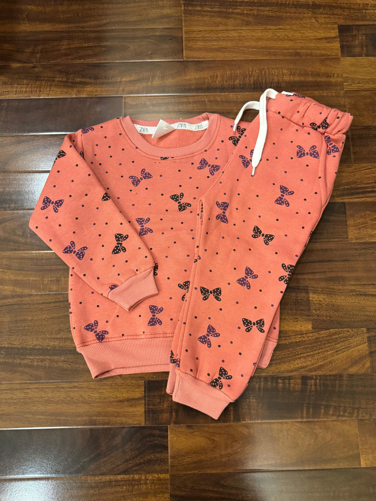 Rust color bows tracksuit for kids