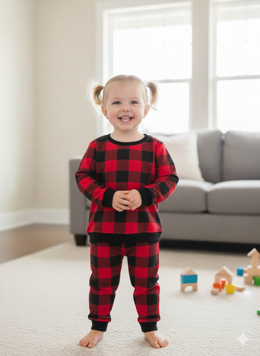 Red checks Tracksuit for kids
