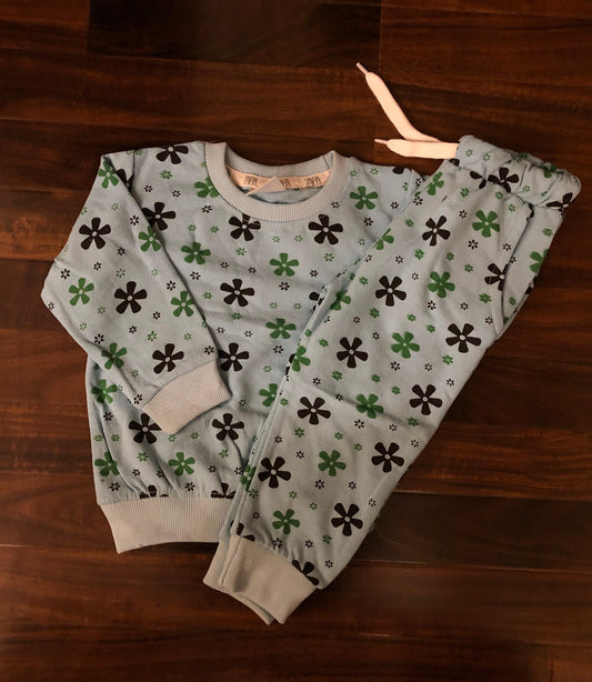 Sky blue flowers tracksuit for kids