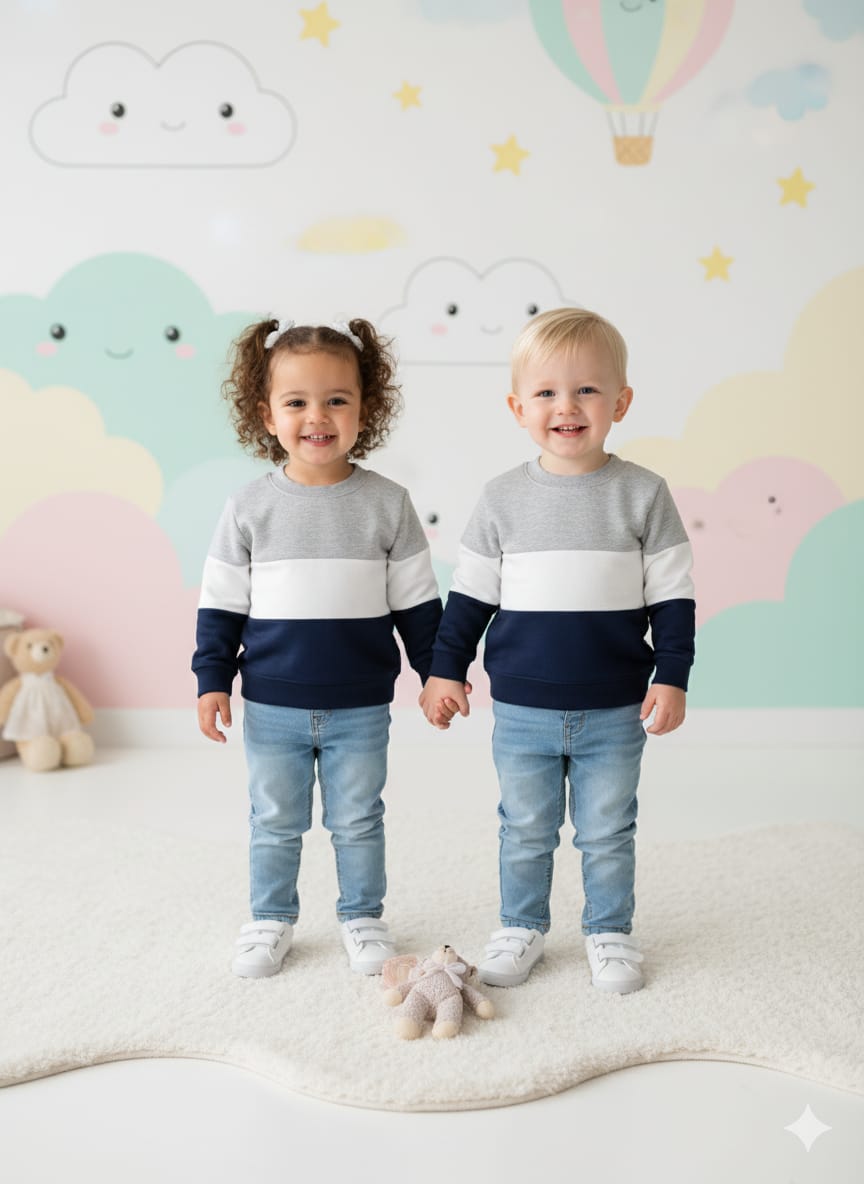 Grey panel sweatshirt for kids