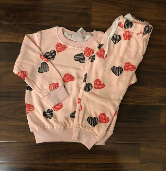 Light pink hearts tracksuit for kids