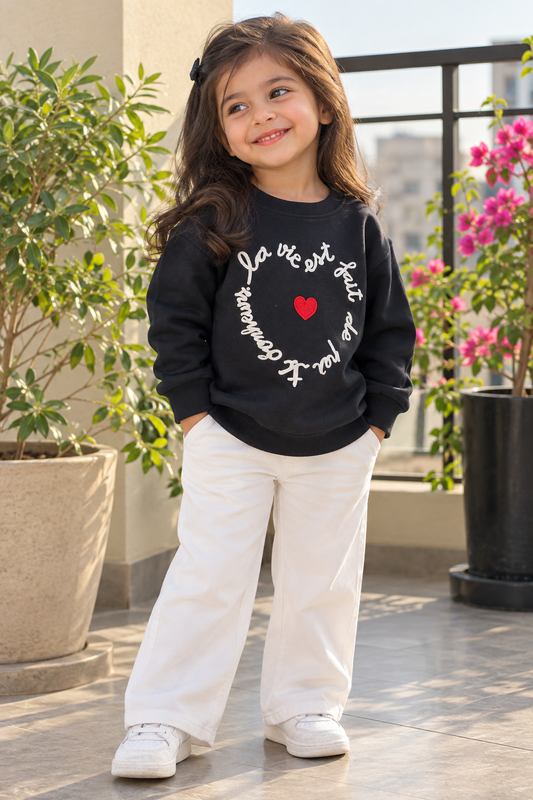 Black La Vie Heart Sweatshirt