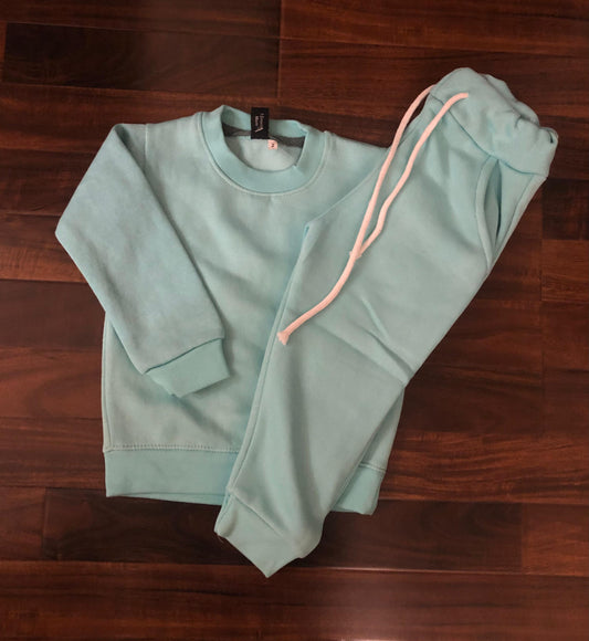 Ice blue plain tracksuit for kids