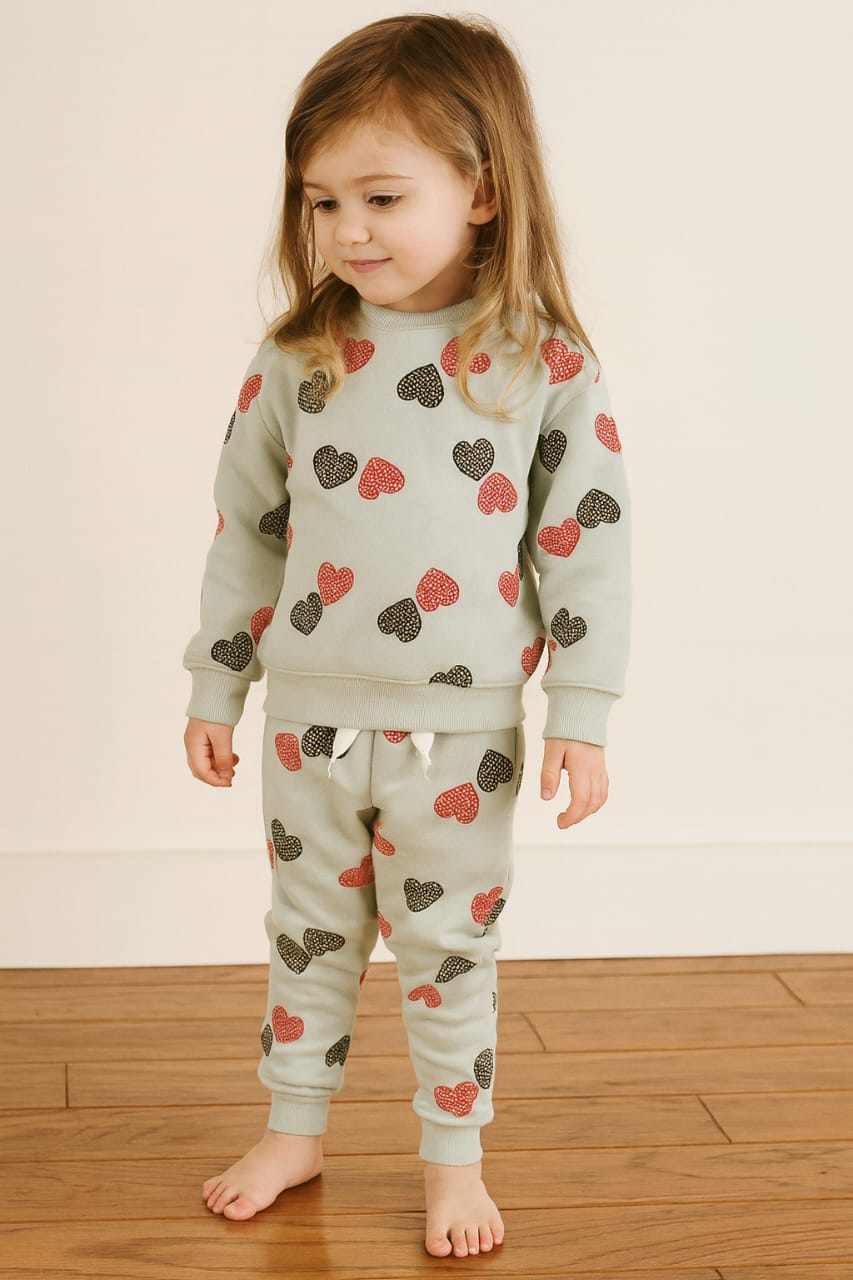 Mint green hearts tracksuit for kids