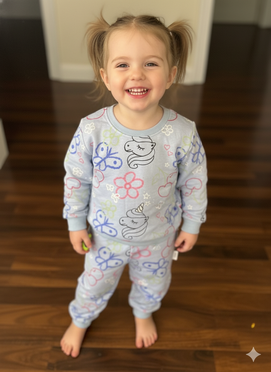 Sky blue unicorn tracksuit for kids