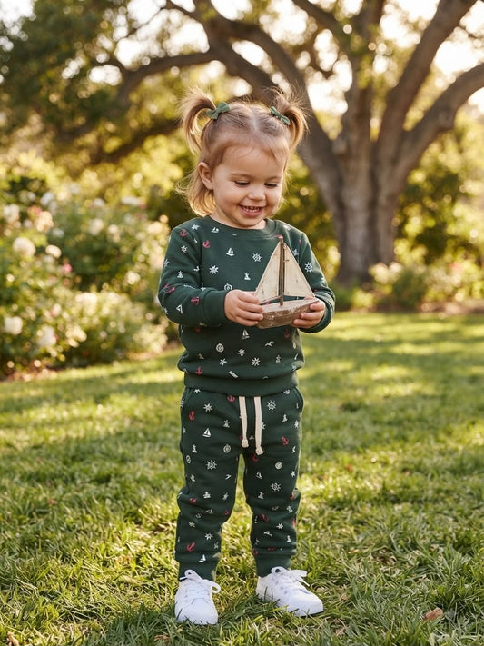 Dark Green Nautical Vibe Tracksuit