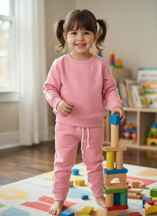 Pink side stripes tracksuit
