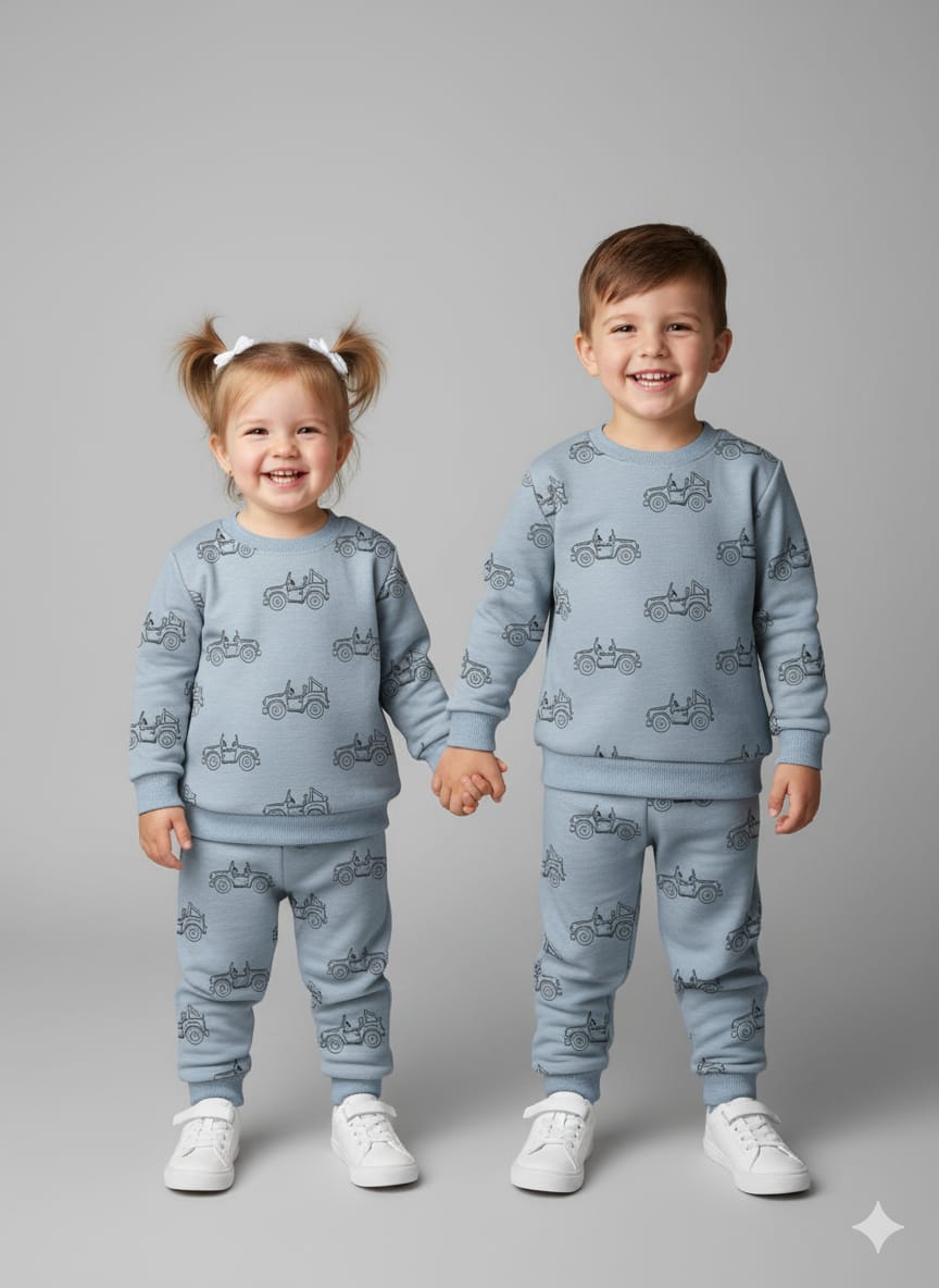 Greyish blue jeeps tracksuit for kids