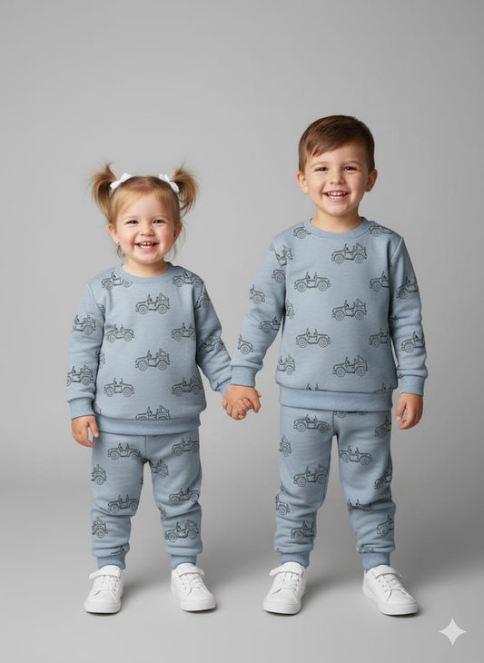 Greyish blue jeeps tracksuit for kids